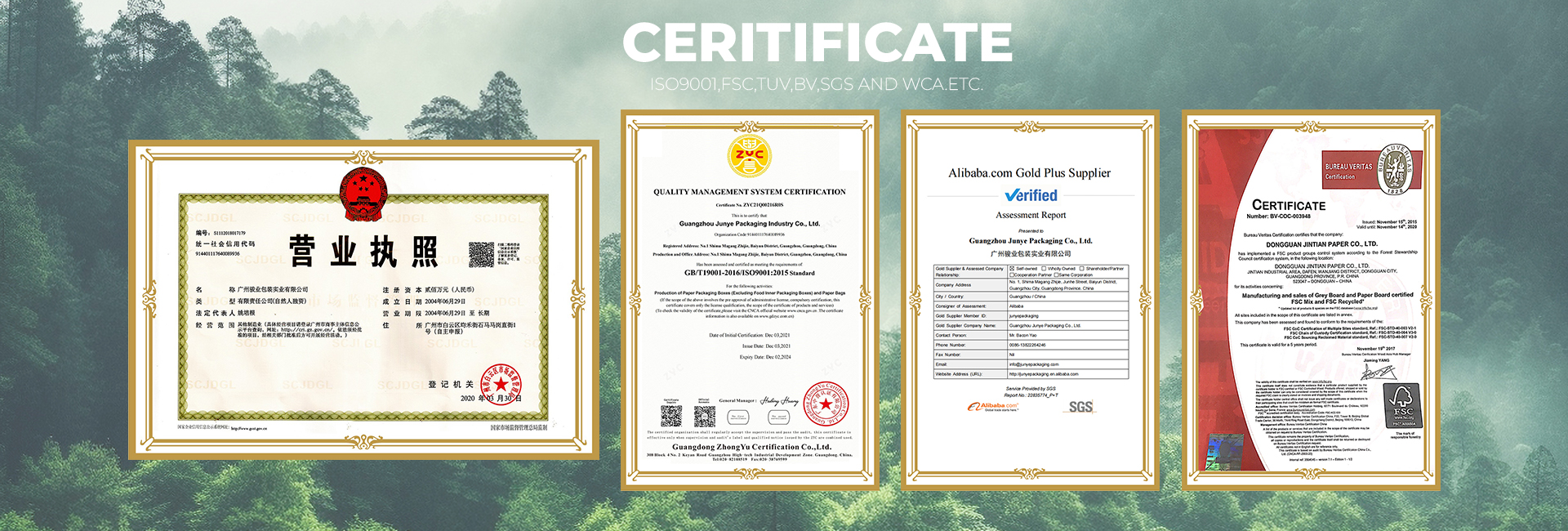FSC, ISO 9001 and RoHS certification badges