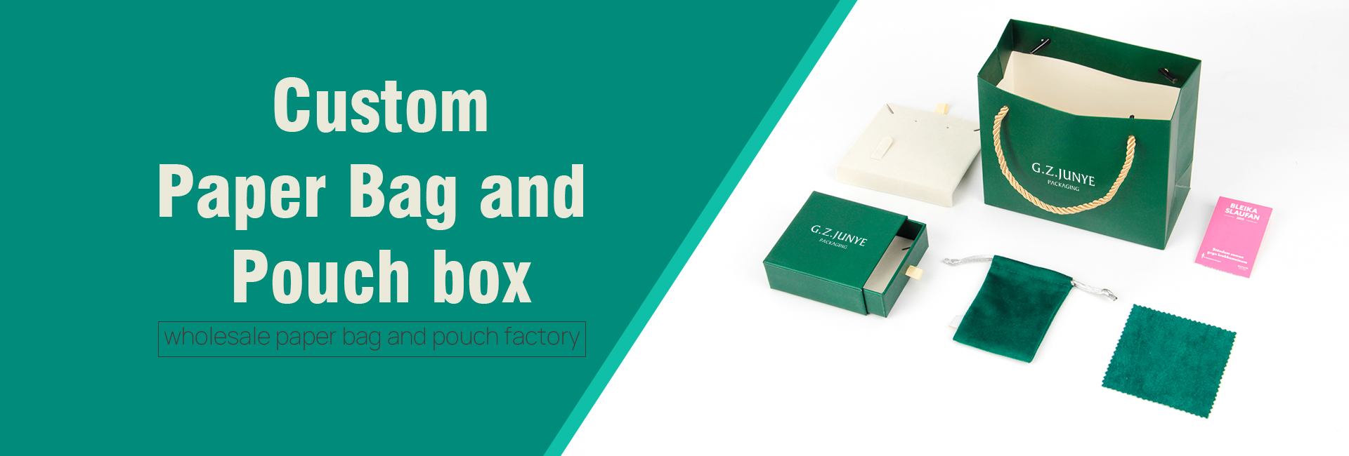 Custom jewelry paper bag and box packaging banner