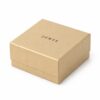 Closed gold lid and base gift jewelry package with the JUNYE logo on the lid