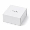 Closed white two-way drawer jewelry box with the JUNYE logo printed on the sleeve