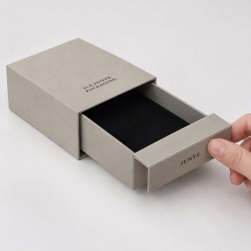 Drawer tray pulled out of the sleeve to show the flat black flocked lining with one slim inlay line
