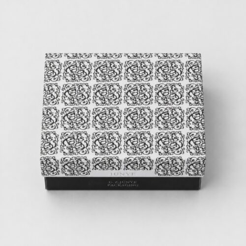 Top view of the telescopic lid box lid face in a ring and scroll print