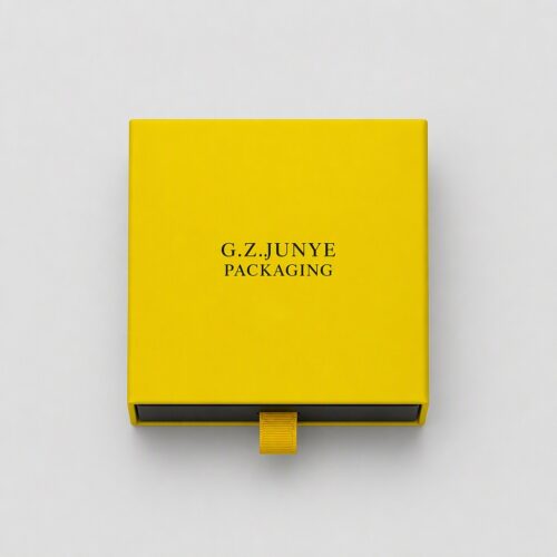 Top view of the 9 x 8 x 4 cm two tone drawer case showing the thin yellow edge ring around the drawer face